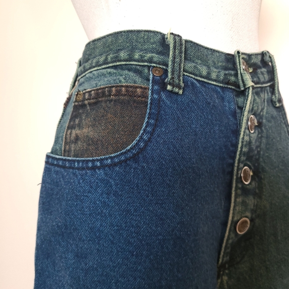 ZENA - Vintage Colourblock Highwasted Jean Shorts - Size 3 - Picture 7 of 8